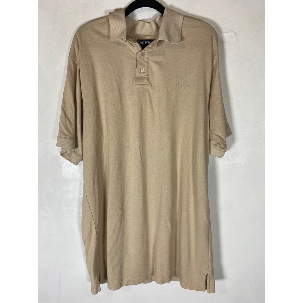 Big‎ Dogs Beige Polo Shirt Large Short Sleeve Cotton Embroidered Logo Dadcore